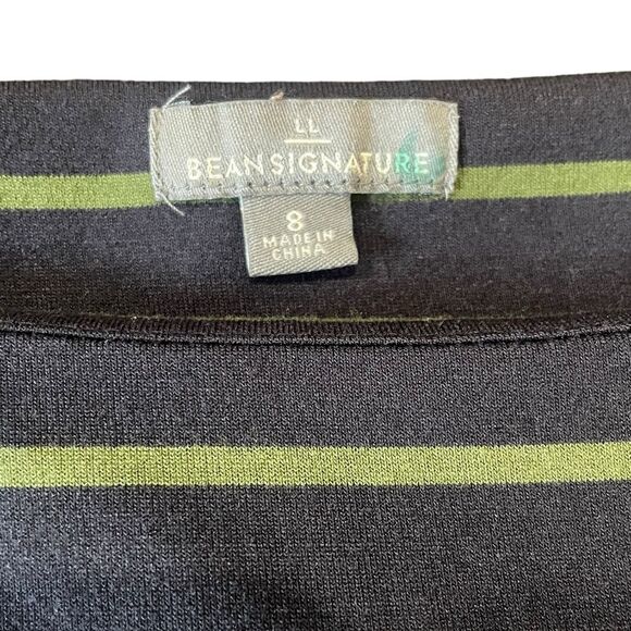 LL Bean Signature Dress Knee Length Striped Stretch Knit Womens Size 8 - Picture 7 of 11